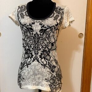 Miss Me Black and White Short Sleeve Tee